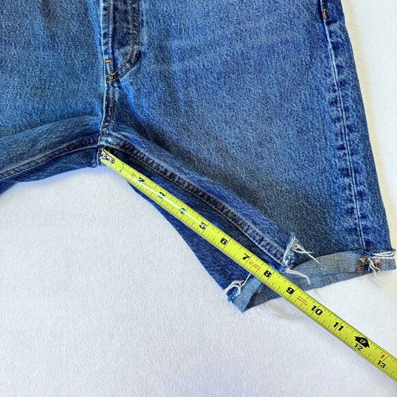 Anine Bing Gavin Raw Hem Cut Off Denim Shorts Size 28 Medium Wash Blue - Picture 12 of 13